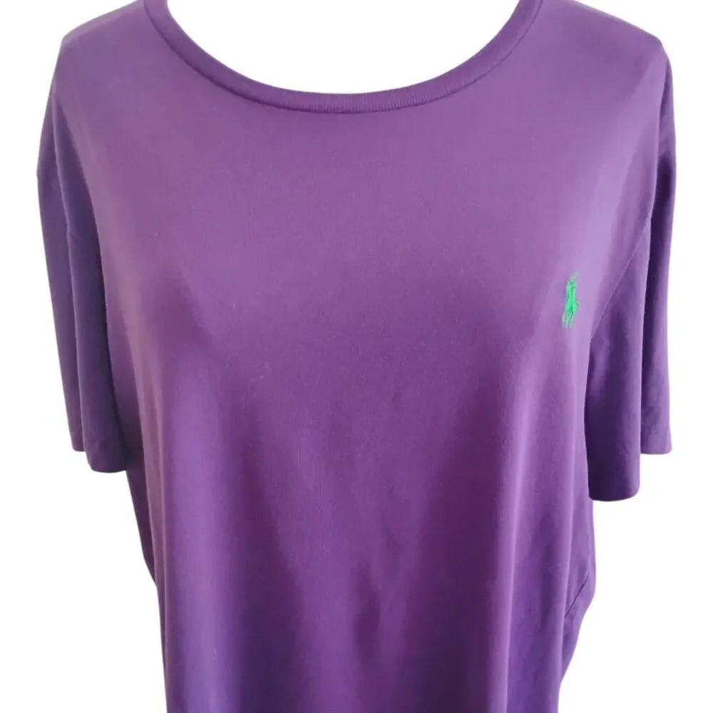 Ralph Lauren‎ Polo Purple Green Horse Logo Tee Size Large